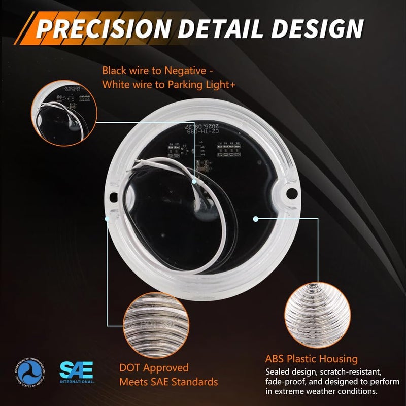 MOTRUM Backup Reverse Light Compatible with Cadillac Commercial Chassis & Cadillac DeVille 1958, [DOT] [IP67 Waterproof] White LED Reverse Back Up Lamp, 1 Pair, Clear Lens - Image 5